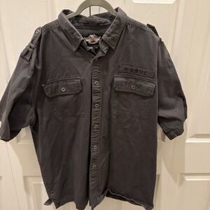 HARLEY-DAVIDSON Short Sleeve Embroidered Button Front Mechanic Shirt Size XXL